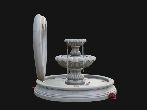 Rose Flower Garden Fountain Model Design 1 - 3D Print Model 3D Print Model