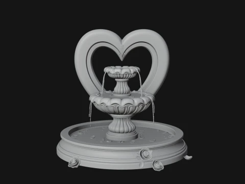 Rose Flower Garden Fountain Model Design 1 - 3D Print Model 3D Print Model