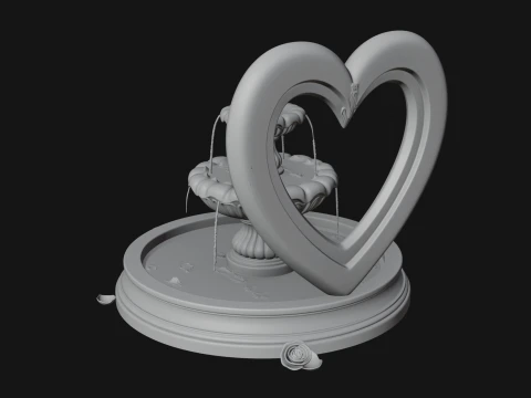 Rose Flower Garden Fountain Model Design 1 - 3D Print Model 3D Print Model