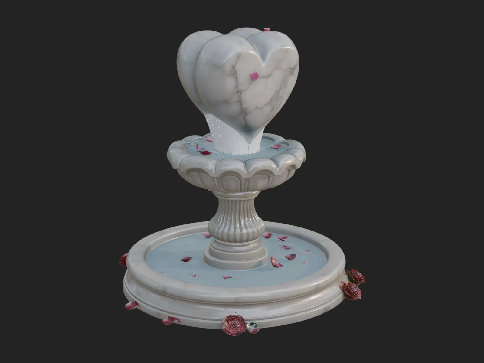 Rose Flower Garden Fountain Model Design 2 - 3D Print Model 3D Print Model .c4d .max .obj .3ds .fbx .stl .blend 