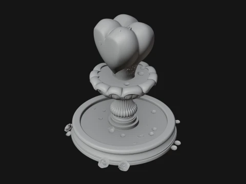 Rose Flower Garden Fountain Model Design 2 - 3D Print Model 3D Print Model