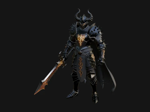 Dark Horned Knight Statue Design 9 - 3D Print Model 3D Print Model