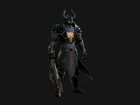 Dark Horned Knight Statue Design 9 - 3D Print Model 3D Print Model
