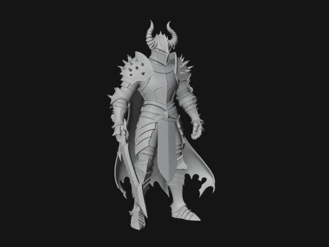 Dark Horned Knight Statue Design 9 - 3D Print Model 3D Print Model