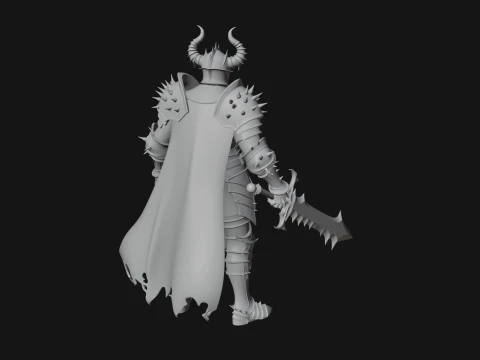 Dark Horned Knight Statue Design 9 - 3D Print Model 3D Print Model