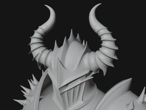 Dark Horned Knight Statue Design 9 - 3D Print Model 3D Print Model
