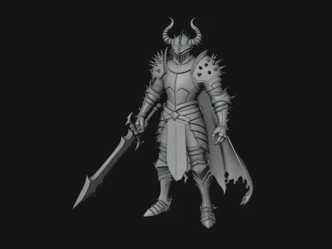 Dark Horned Knight Statue Design 9 - 3D Print Model 3D Print Model