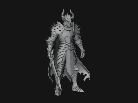 Dark Horned Knight Statue Design 9 - 3D Print Model 3D Print Model