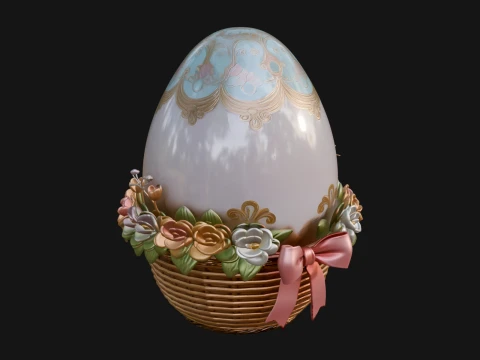 Easter Egg in Basket Ornament Design 2 - 3D Print Model 3D Print Model