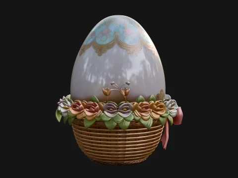 Easter Egg in Basket Ornament Design 2 - 3D Print Model 3D Print Model