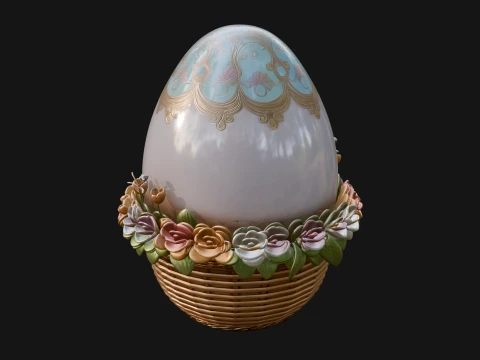 Easter Egg in Basket Ornament Design 2 - 3D Print Model 3D Print Model