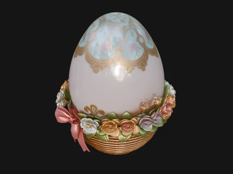 Easter Egg in Basket Ornament Design 2 - 3D Print Model 3D Print Model
