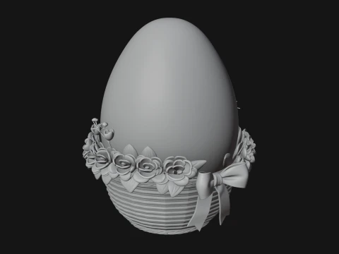 Easter Egg in Basket Ornament Design 2 - 3D Print Model 3D Print Model