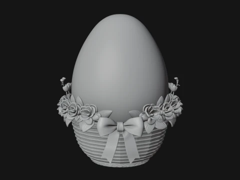 Easter Egg in Basket Ornament Design 2 - 3D Print Model 3D Print Model
