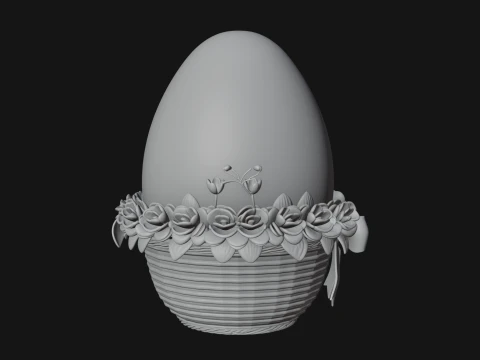 Easter Egg in Basket Ornament Design 2 - 3D Print Model 3D Print Model