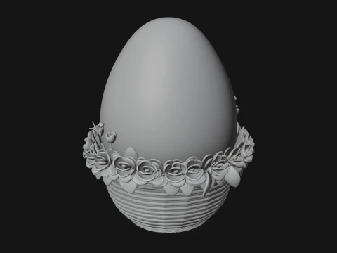 Easter Egg in Basket Ornament Design 2 - 3D Print Model 3D Print Model