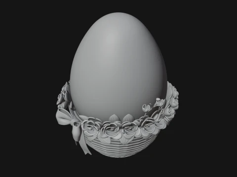 Easter Egg in Basket Ornament Design 2 - 3D Print Model 3D Print Model