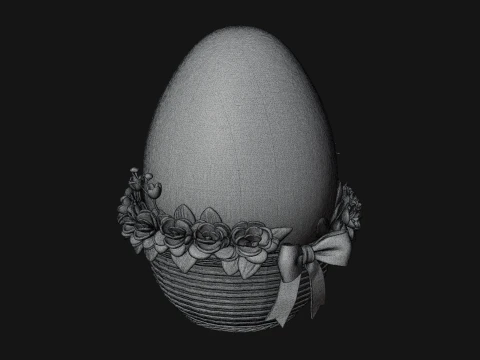 Easter Egg in Basket Ornament Design 2 - 3D Print Model 3D Print Model