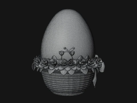 Easter Egg in Basket Ornament Design 2 - 3D Print Model 3D Print Model