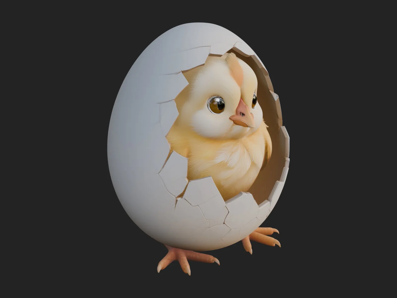 Easter Chick in Eggshell Statue Design 7 - 3D Print Model 3D Print Model .c4d .max .obj .3ds .fbx .stl .blend 