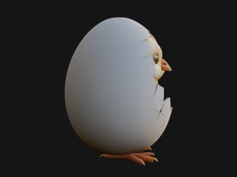 Easter Chick in Eggshell Statue Design 7 - 3D Print Model 3D Print Model