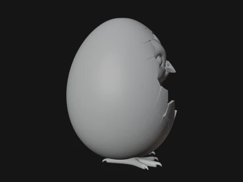 Easter Chick in Eggshell Statue Design 7 - 3D Print Model 3D Print Model