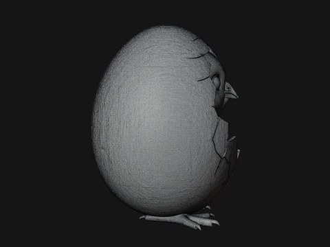 Easter Chick in Eggshell Statue Design 7 - 3D Print Model 3D Print Model