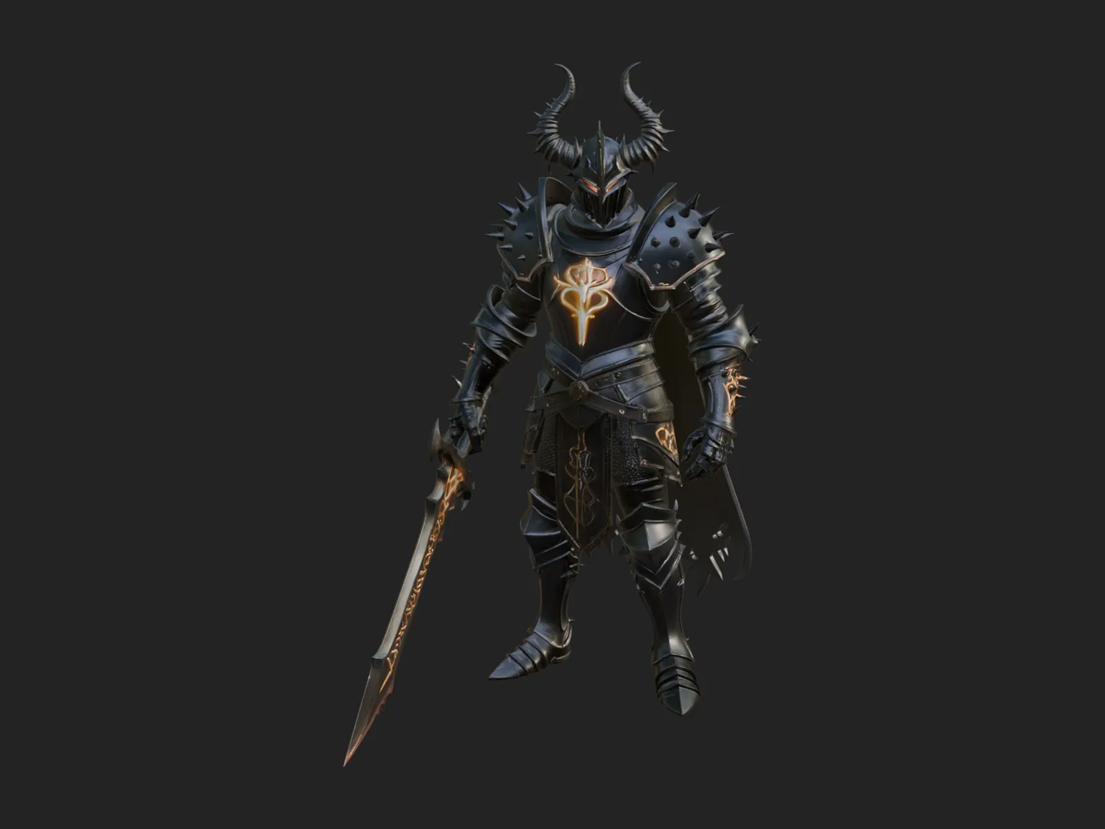 Dark Horned Knight Statue Design 10 - 3D Print Model 3D Print Model .c4d .max .obj .3ds .fbx .stl .blend 