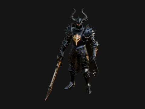 Dark Horned Knight Statue Design 10 - 3D Print Model 3D Print Model