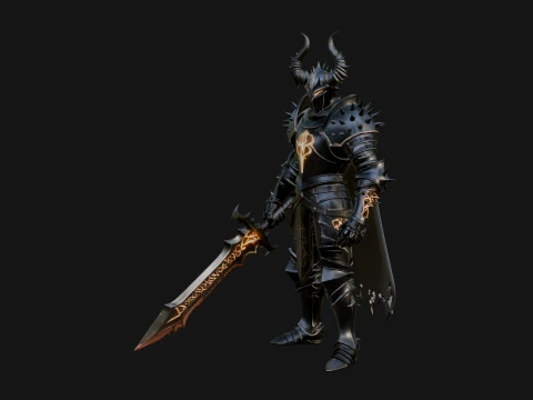 Dark Horned Knight Statue Design 10 - 3D Print Model 3D Print Model