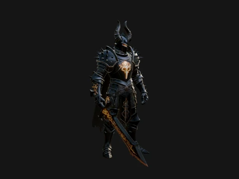 Dark Horned Knight Statue Design 10 - 3D Print Model 3D Print Model