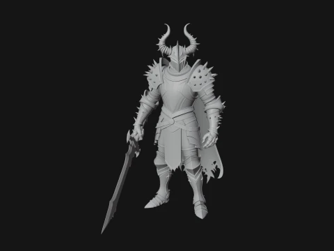 Dark Horned Knight Statue Design 10 - 3D Print Model 3D Print Model