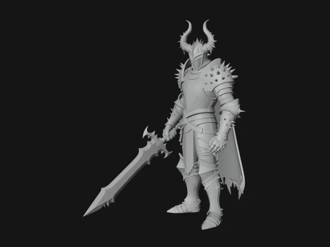 Dark Horned Knight Statue Design 10 - 3D Print Model 3D Print Model