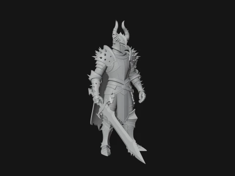 Dark Horned Knight Statue Design 10 - 3D Print Model 3D Print Model