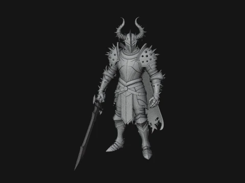 Dark Horned Knight Statue Design 10 - 3D Print Model 3D Print Model