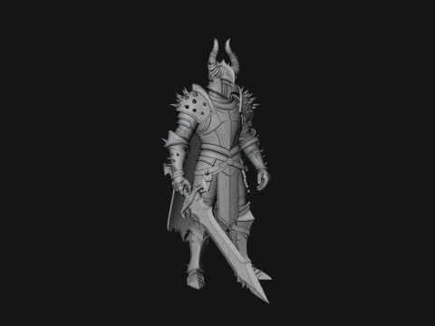 Dark Horned Knight Statue Design 10 - 3D Print Model 3D Print Model