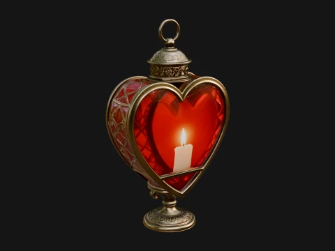 Heart Glass Candle Lantern Model Design 2 - 3D Print Model Model do druku 3D