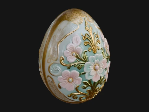 Floral Carved Easter Egg Ornament Design 1 - 3D Print Model 3D Print Model