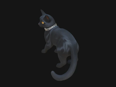 Black Cat Statue Design 3 - 3D Print Model 3D Print Model