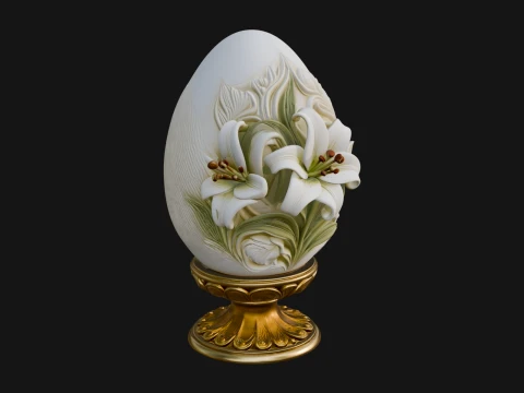 Floral Carved Easter Egg Ornament Design 2 - 3D Print Model 3D Print Model