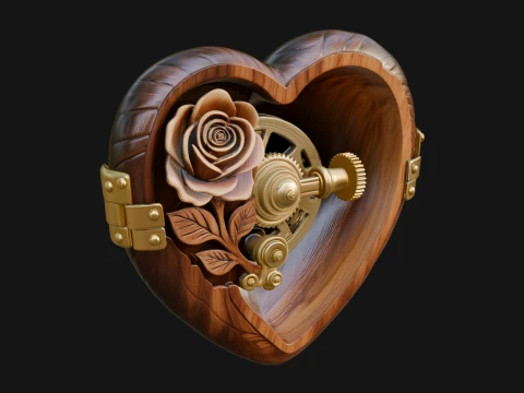 Rose Flower Music Box Ornament Design 2 - 3D Print Model 3D Print Model
