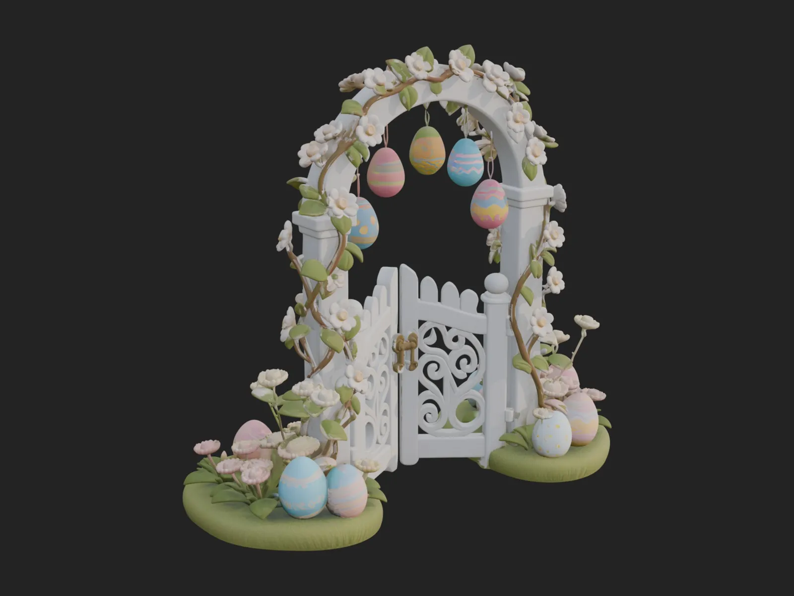Easter Blossom Garden Gate Design 3 - 3D Print Model 3D Print Model .c4d .max .obj .3ds .fbx .stl .blend