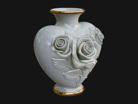 Rose Flower Heart Vase Design 2 - 3D Print Model 3D Baskı Modeli