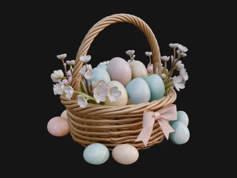 Easter Egg in Basket Ornament Design 3 - 3D Print Model 3D Print Model