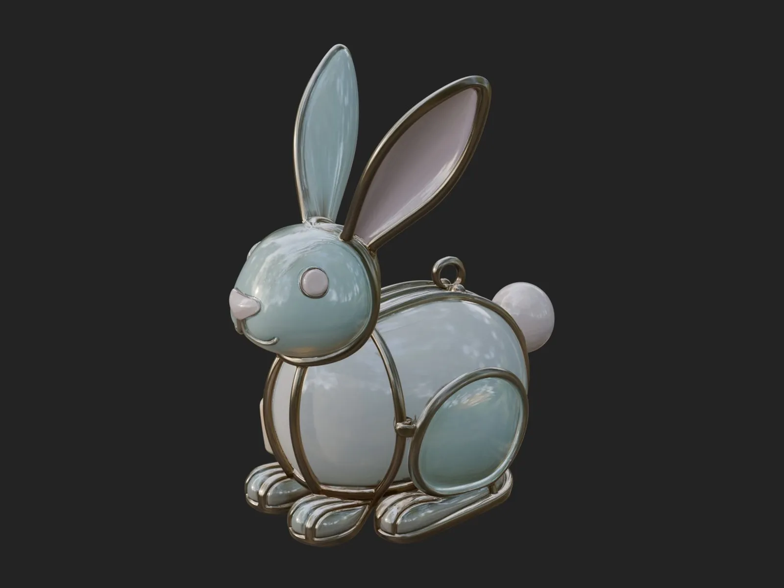 Rabbit Shaped Glass Lantern Model Design 1 - 3D Print Model 3D Print Model .c4d .max .obj .3ds .fbx .stl .blend 