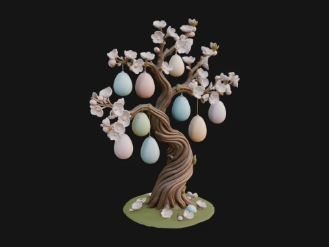 Easter Egg Blossom Tree Model Design 2 - 3D Print Model 3D 프린트 모델