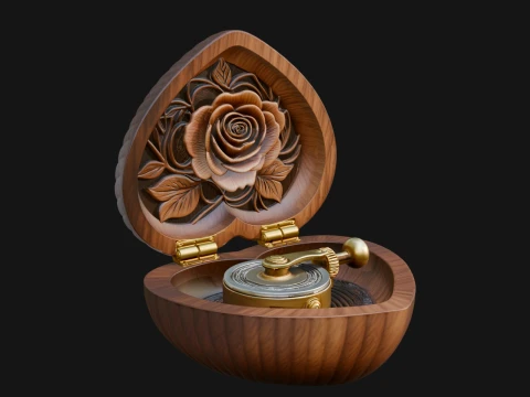 Rose Flower Music Box Ornament Design 3 - 3D Print Model 3D Print Model
