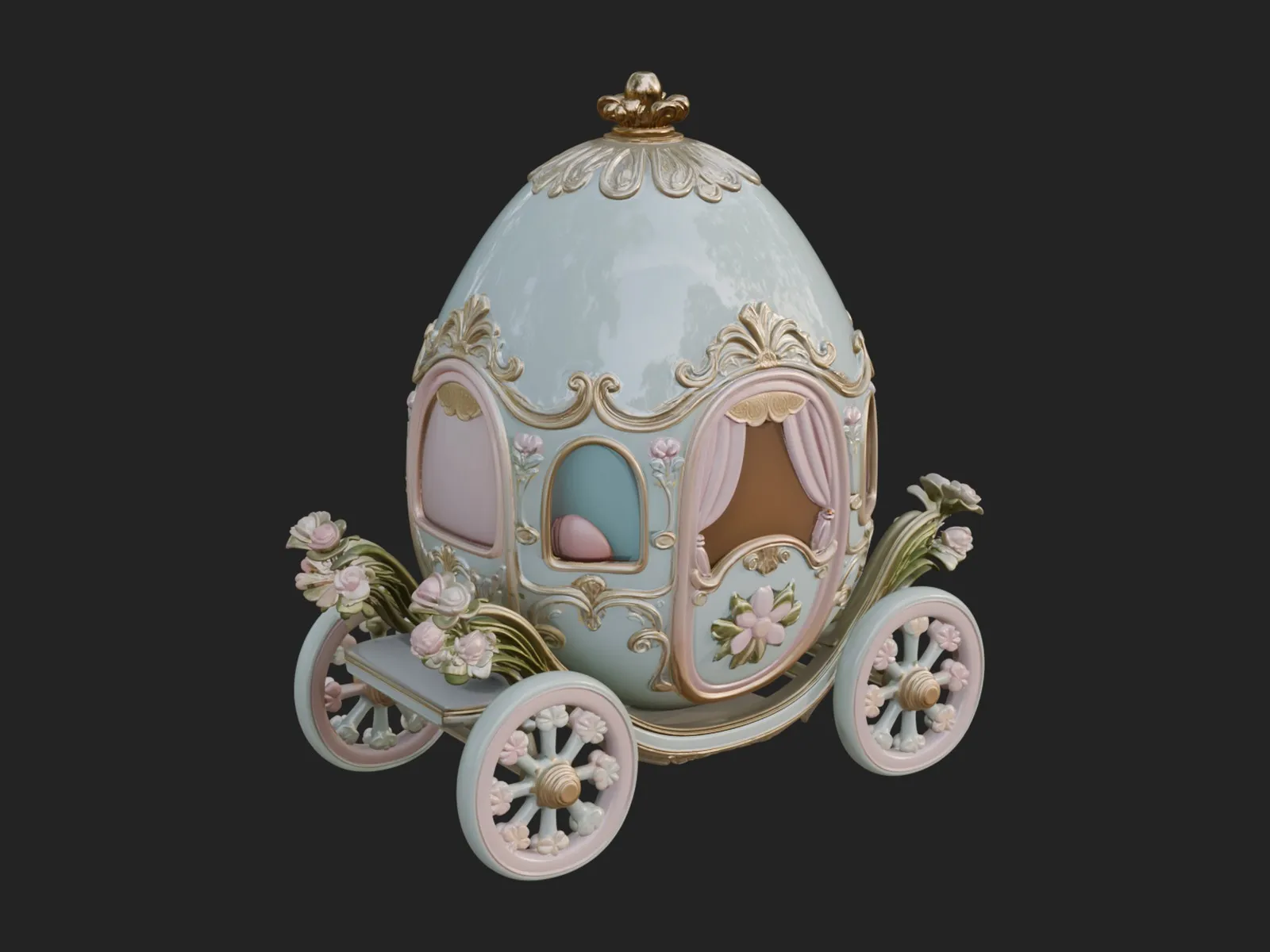 Easter Egg Carriage Model Design 4 - 3D Print Model 3D Print Model .c4d .max .obj .3ds .fbx .stl .blend 