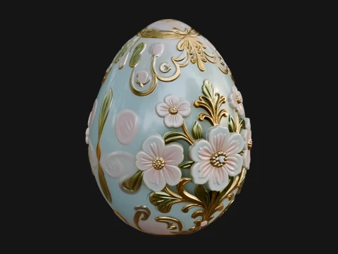 Floral Carved Easter Egg Ornament Design 3 - 3D Print Model 3D Print Model
