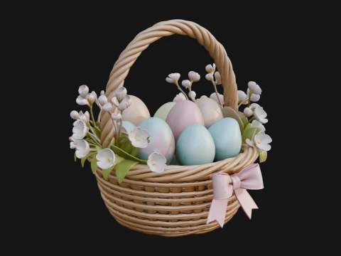 Easter Egg in Basket Ornament Design 4 - 3D Print Model 3D Print Model